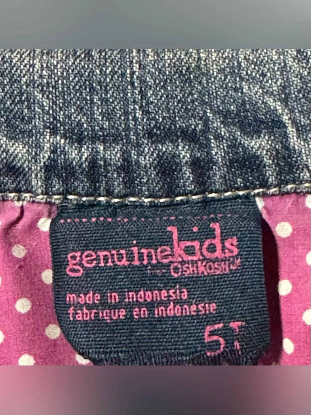 Genuine Kids from OshKosh Girls Denim Jacket Size 5T Medium Wash GUC Snap Front